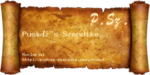 Puskás Szendike névjegykártya